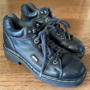 Dr Martens Vintage Black Leather Lace Up Ankle Combat Boots Womens 9 Grunge